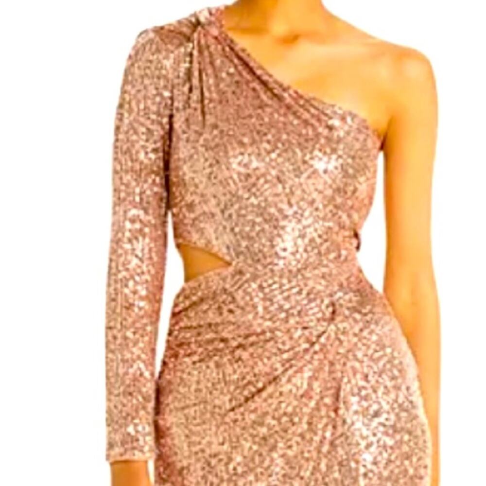 Bloomingdale's AQUA x Maeve Reilly Sequin One Shoulder Cut-out Dress size 10 - Picture 2 of 3